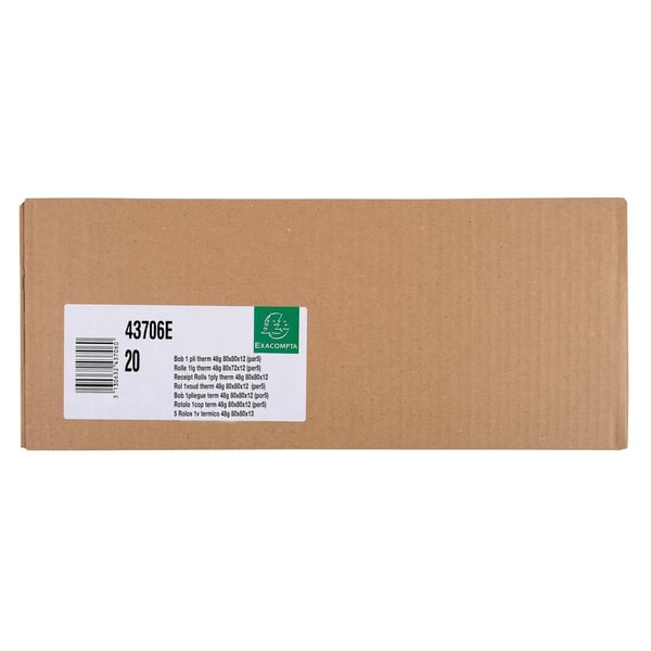 Exacompta 20x Ruller til kasseapparat 80x80x12x72 - hvid 43706E