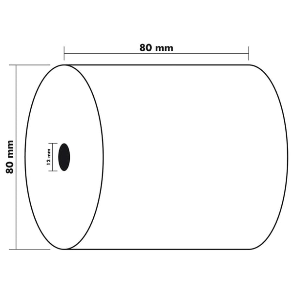 Exacompta 20x Ruller til kasseapparat 80x80x12x72 - hvid 43706E