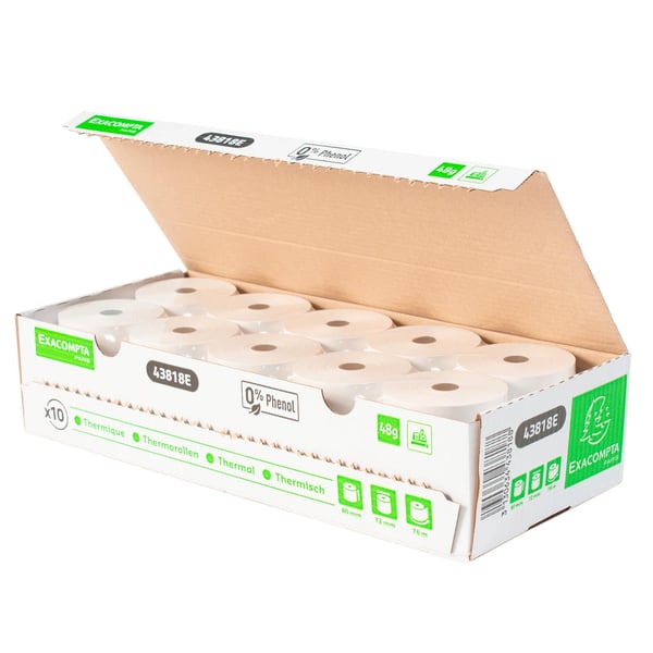 Exacompta 30x Ruller til kasseapparat 80x80x12x76 - hvid 43818E