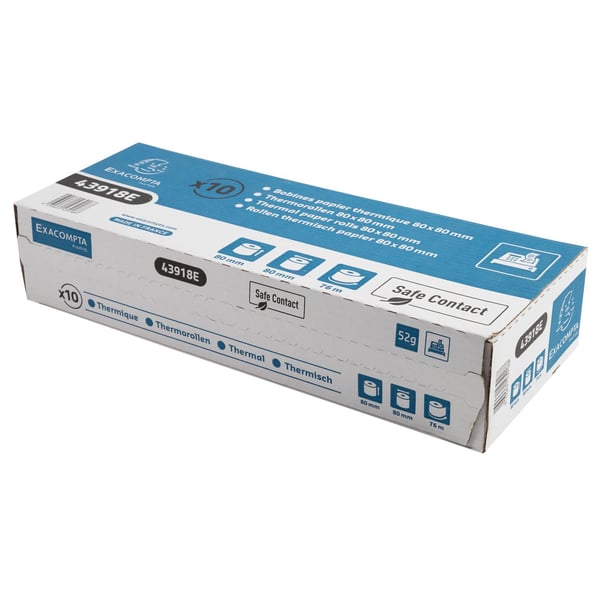Exacompta 30x ReceiptRoll 52g 80x80mm-76m SafeCont(10) - hvid 43918E