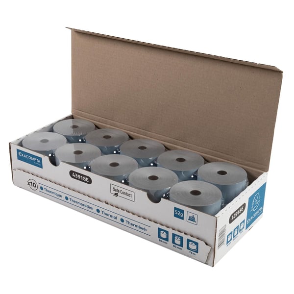 Exacompta 30x ReceiptRoll 52g 80x80mm-76m SafeCont(10) - hvid 43918E