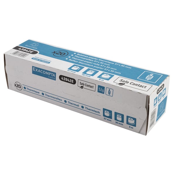 Exacompta 120x Kvitteringsrulle 52g 57x30mm-9m SafeCont(20) - hvid 43942E