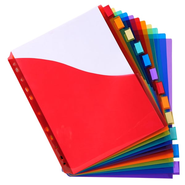 Exacompta 10x PP Dividers, A4, maxi, 12 dele - assorterede farver 4844E