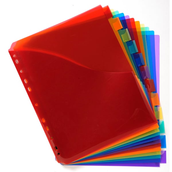 Exacompta 10x PP Dividers, A4, maxi, 12 dele - assorterede farver 4844E