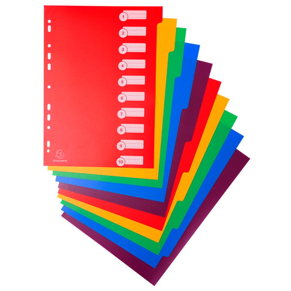 Exacompta 15x PP Dividers, A4, 12 dele - assorterede farver 4912E