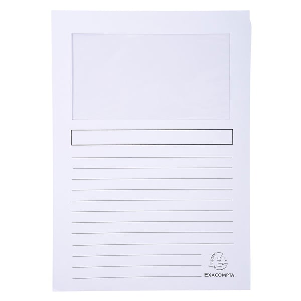 Exacompta Pakke med 100 vinduesmapper SUPER 160gsm - 22x31cm - assorterede farver 50150E