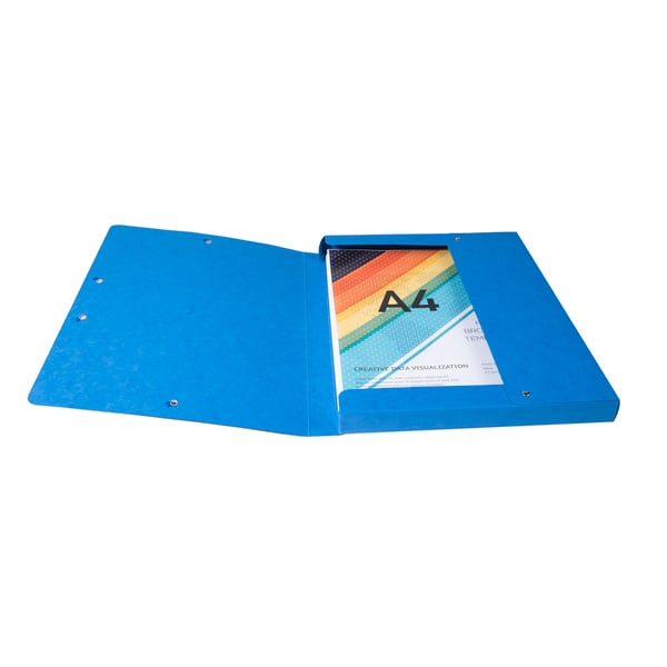 Exacompta 8x Arkiveringsaeske med elastisk i hård pap af høj kvalitet 25mm ryg A4 - Blå 50302E