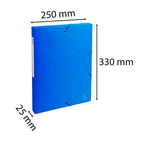 Exacompta 8x Arkiveringsaeske med elastisk i hård pap af høj kvalitet 25mm ryg A4 - Blå 50302E