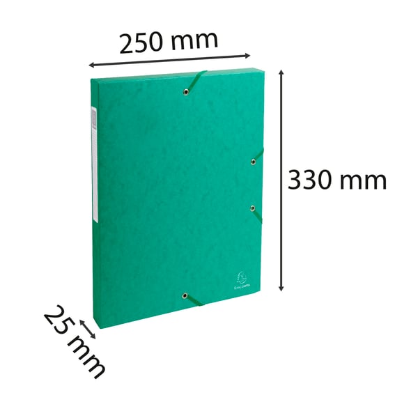 Exacompta 8x Arkiveringsaeske med elastisk i hård pap af høj kvalitet 25mm ryg A4 - Grøn 50303E