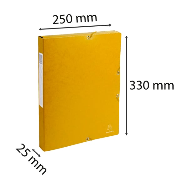 Exacompta 8x Arkiveringsaeske med elastisk i hård pap af høj kvalitet 25mm ryg A4 - Gul 50309E
