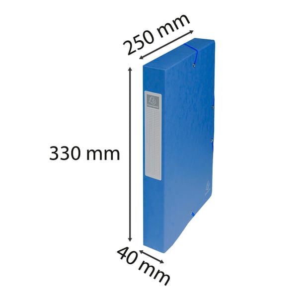 Exacompta 8x Arkiveringsaeske med elastisk i hård pap af høj kvalitet 40mm ryg A4 - Blå 50402E