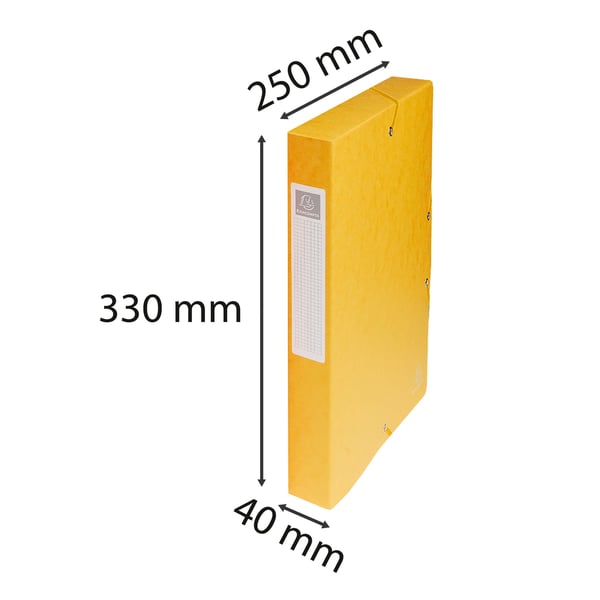 Exacompta 8x Arkiveringsaeske med elastisk i hård pap af høj kvalitet 40mm ryg A4 - Gul 50409E