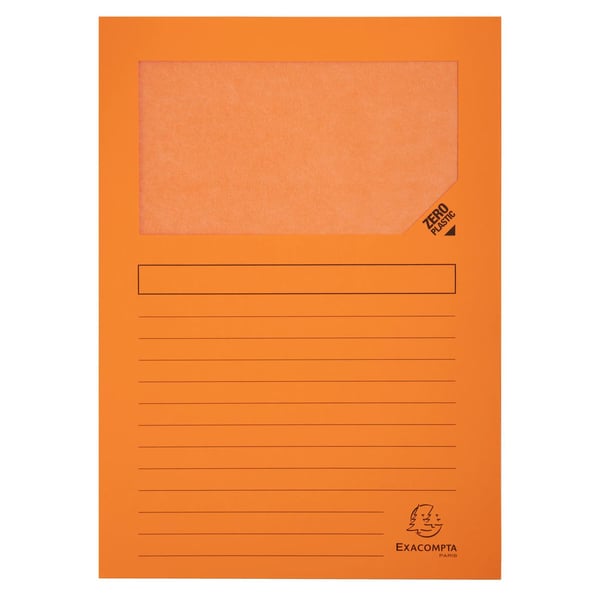 Exacompta 10x Pakke med 10 vinduesmapper SUPER 160gsm - 22x31cm - assorterede farver 50450E