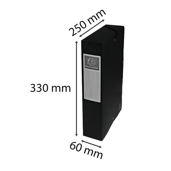 Exacompta 8x Arkiveringsaeske med elastisk i hård pap af høj kvalitet 40mm ryg A4 - Sort 50601E