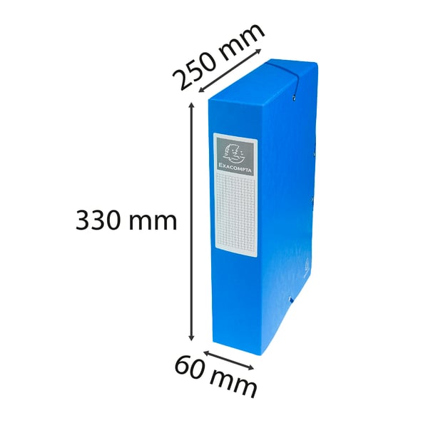 Exacompta 8x Arkiveringsaeske med elastisk i hård pap af høj kvalitet 40mm ryg A4 - Blå 50602E
