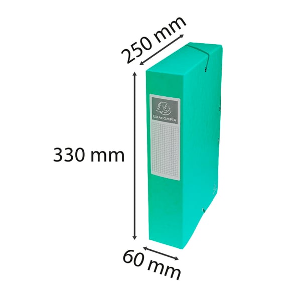 Exacompta 8x Arkiveringsaeske med elastisk i hård pap af høj kvalitet 40mm ryg A4 - Grøn 50603E