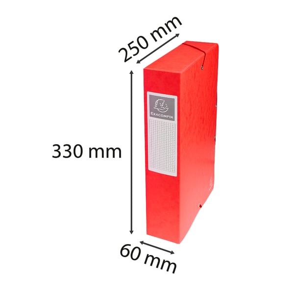 Exacompta 8x Arkiveringsaeske med elastisk i hård pap af høj kvalitet 40mm ryg A4 - Rød 50605E
