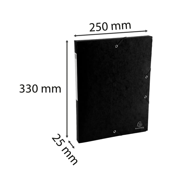 Exacompta 10x Scotten Mappe med elastik 25mm ryg - Sort 50701E