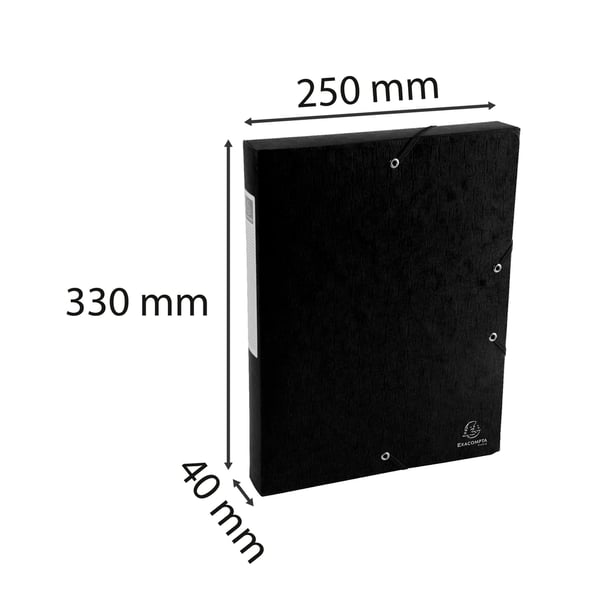 Exacompta 10x Scotten elastisk arkiveringsboks (40mm ryg) - Sort 50811E