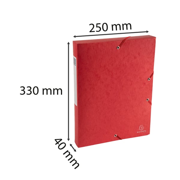Exacompta 10x Scotten elastisk arkiveringsboks (40mm ryg) - Rød 50815E