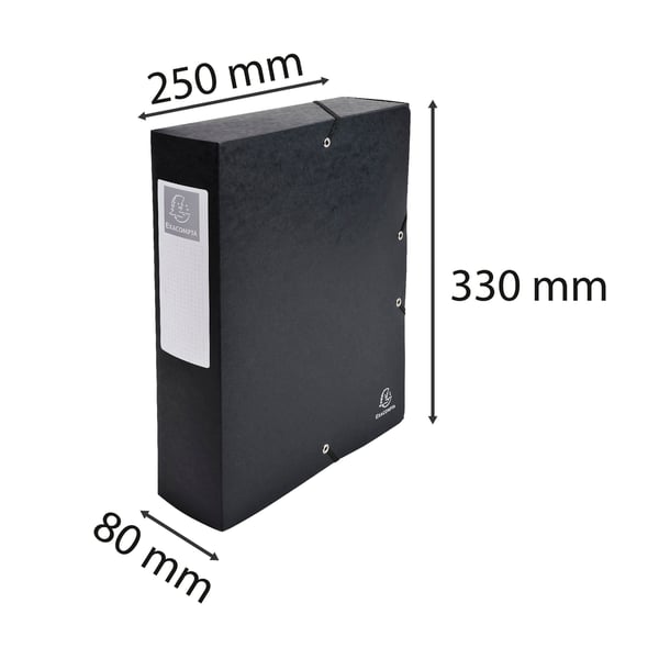 Exacompta 6x Arkivboks af prespap 600g A4 80mm rygrad - Sort 50831E