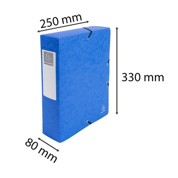 Exacompta 6x Arkivboks af prespap 600g A4 80mm rygrad - Blå 50832E