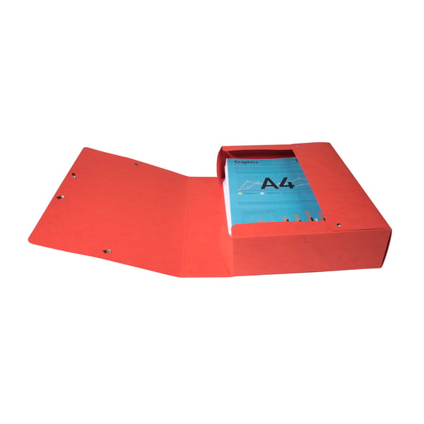 Exacompta 6x Arkivboks af prespap 600g A4 80mm rygrad - Rød 50835E
