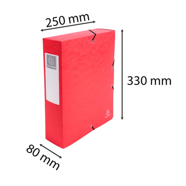 Exacompta 6x Arkivboks af prespap 600g A4 80mm rygrad - Rød 50835E