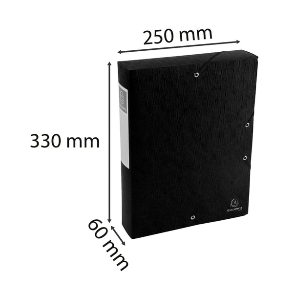Exacompta 10x Scotten elastisk arkiveringsboks med elastik (60 mm rygrad) - Sort 50911E