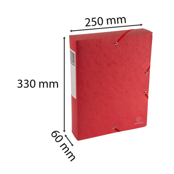 Exacompta 10x Scotten elastisk arkiveringsboks med elastik (60 mm rygrad) - Rød 50915E