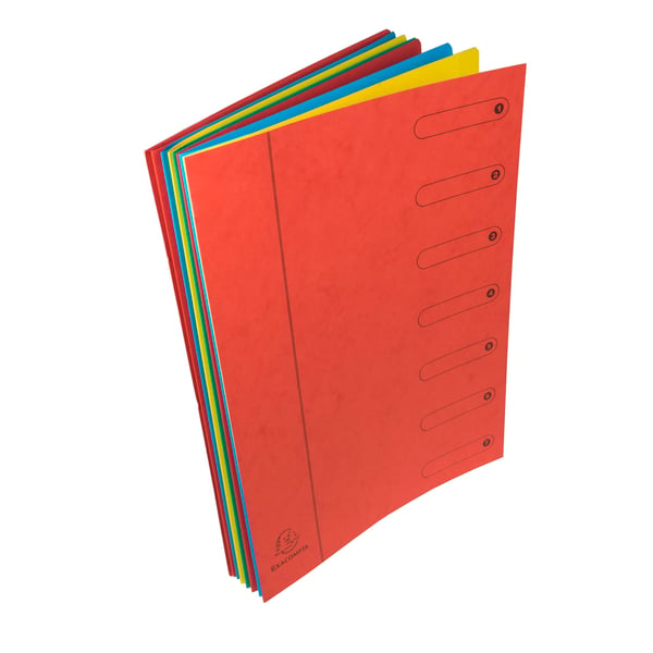 Exacompta 8x Harmonika Multipart File, A4, 7 sektioner - Rød 5107E