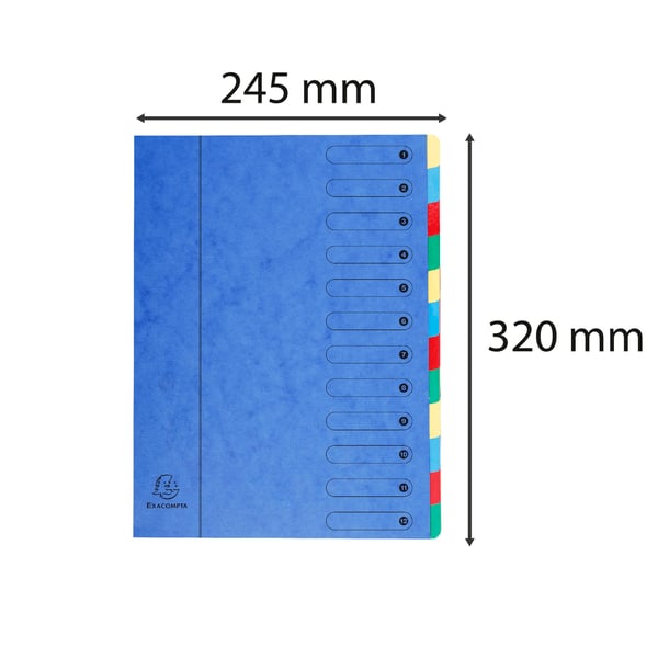 Exacompta 6x Harmonika Multipart File, A4, 12 sektioner - Blå 5112E