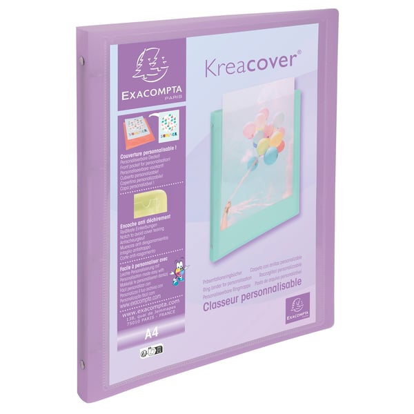 Exacompta 20x Kreacover Ringbind PP 4Ring 15mm, Pastel Assorteret - assorterede farver 51279E
