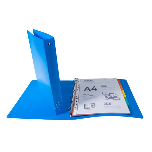 Exacompta 20x PP Opak Ringbind, A4 Maxi, 4 O-ringe, 40 mm ryg . - Lyseblå 512802E