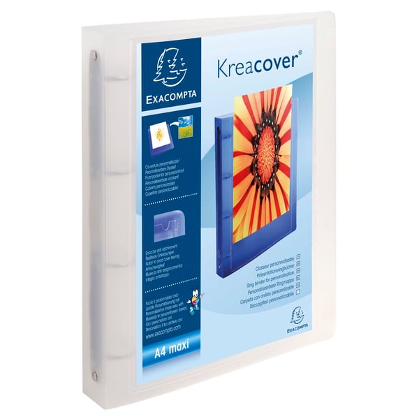 Exacompta 15x Kreacover PP Semi Rigid Chromaline Ring Binder, A4 Maxi, 4O Ringe 30mm - assorterede farver 51769E