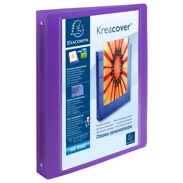 Exacompta 15x Kreacover PP Semi Rigid Chromaline Ring Binder, A4 Maxi, 4O Ringe 30mm - assorterede farver 51769E