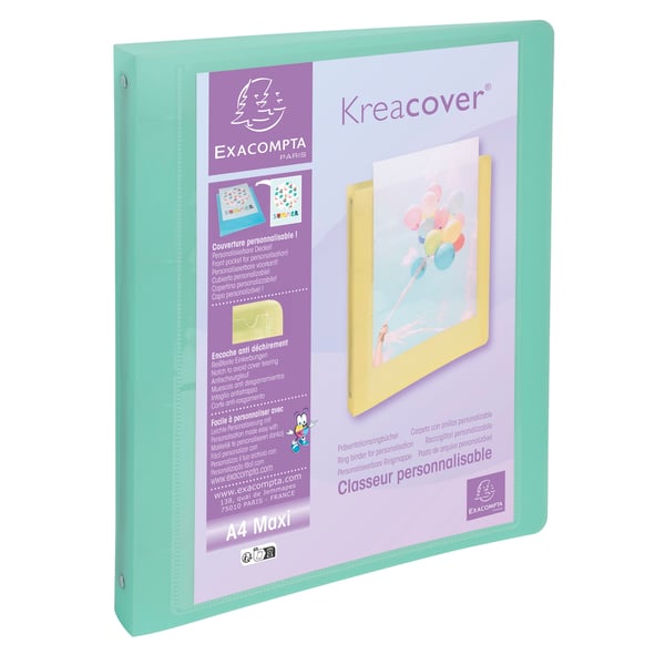 Exacompta 15x Kreacover Ringbind PP 4Ring 30mm, Assorteret - assorterede farver 51779E