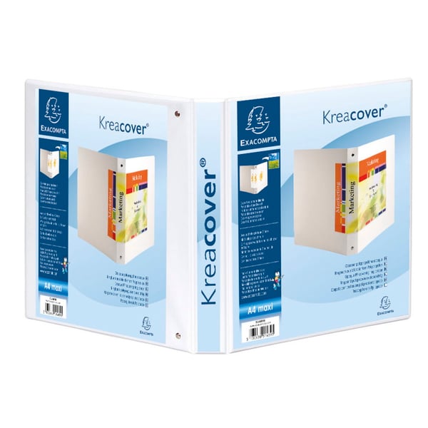 Exacompta 10x Kreacover PP ringbind, A4 Maxi, 4 D-ringe 30mm - hvid 51842E