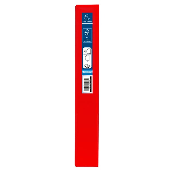 Exacompta 10x Kreacover PP ringbind, A4 Maxi, 4 D-ringe 25mm - Rød 51846RE