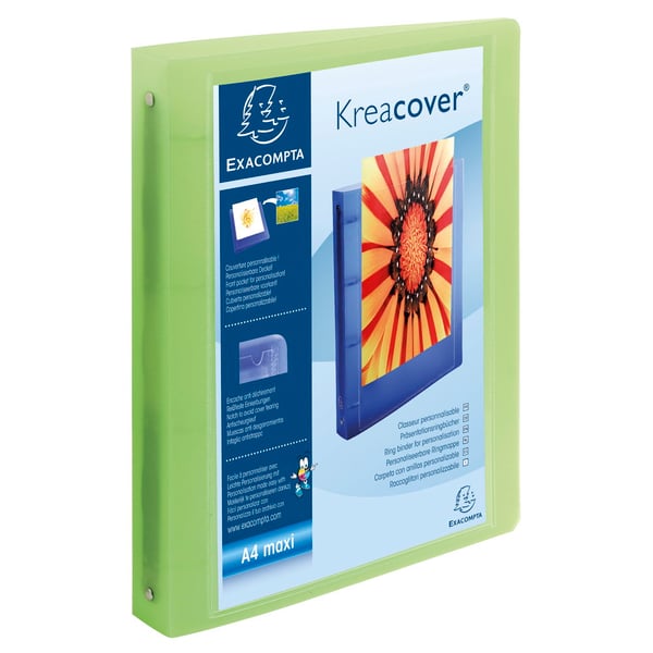 Exacompta 12x Kreacover PP Rigid Chromaline Ringbinder, A4 Maxi, 4O Ringe 30mm - assorterede farver 51869E