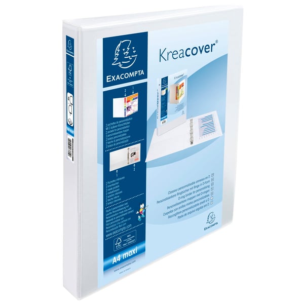 Exacompta 10x Kreacover PP Ringbind, A4 Maxi, 4D Ringe, 30mm - hvid 51942E