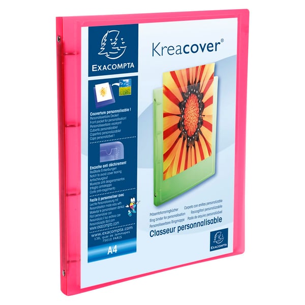 Exacompta 20x Kreacover PP Soft Chromaline Ringbind, A4, 4O ringe 15mm - assorterede farver 51969E