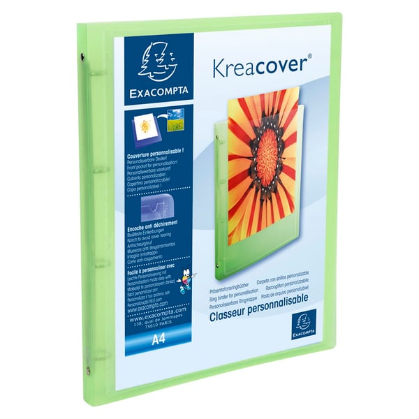 Exacompta 20x Kreacover PP Soft Chromaline Ringbind, A4, 4O ringe 15mm - assorterede farver 51969E