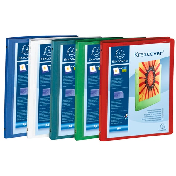 Exacompta 20x Krea Cover Ringbind Flexible Cover Opaque PP, 4O Ringe 15mm, A4 - assorterede farver 51989E