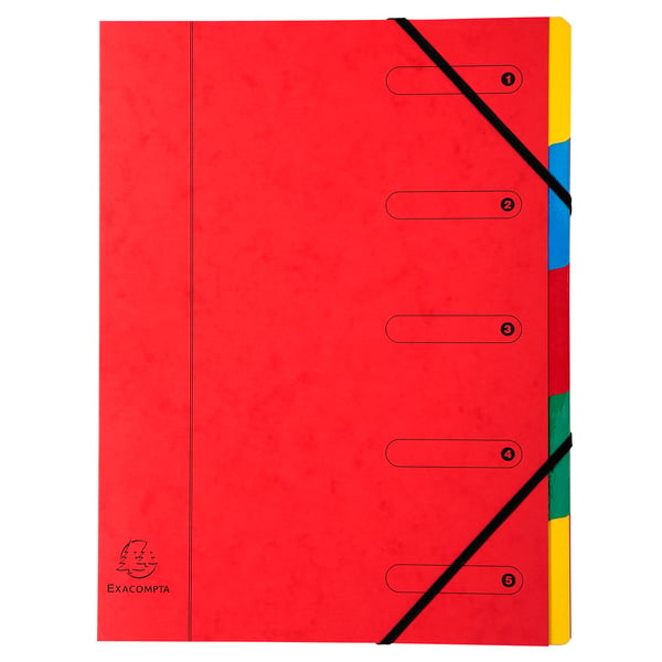 Exacompta 8x Harmonika Multipart File, A4, 5 sektioner - assorterede farver 5205E