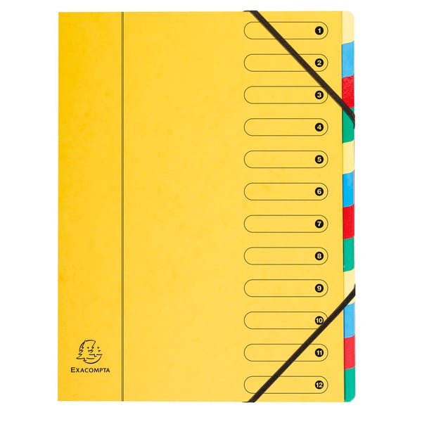 Exacompta 6x Harmonika Multipart File, A4, 12 sektioner - assorterede farver 5212E