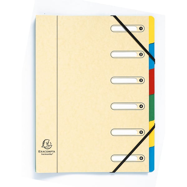 Exacompta 8x Harmonika Multipart File (6 sektioner) - assorterede farver 5306E