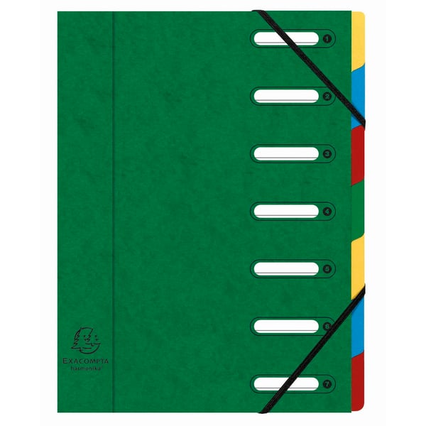 Exacompta 8x Multipart Harmonika-mappe, 7 rum, A4 - assorterede farver 5307E