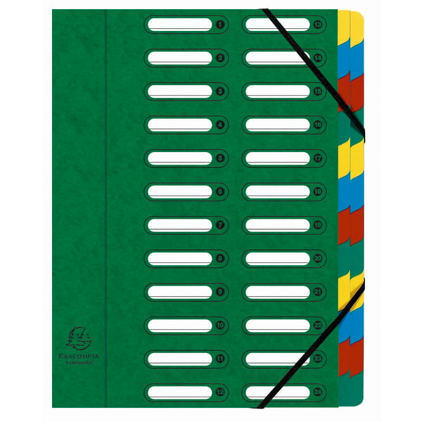 Exacompta 4x Multipart Harmonika File, 24 rum, A4 - assorterede farver 5324E