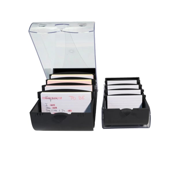 Exacompta 8x Kartotekskort og Flash Cards boks A7 Office sort/klar - Sort 5341423D